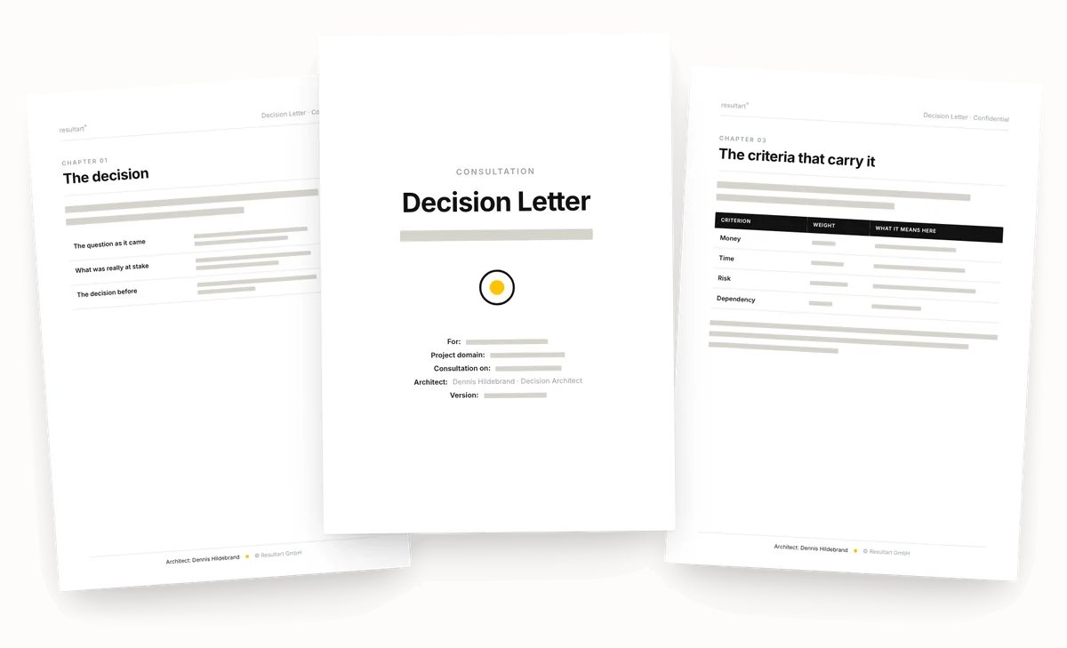 The Decision Letter: cover page, the decision and the criteria, answers left as blanks